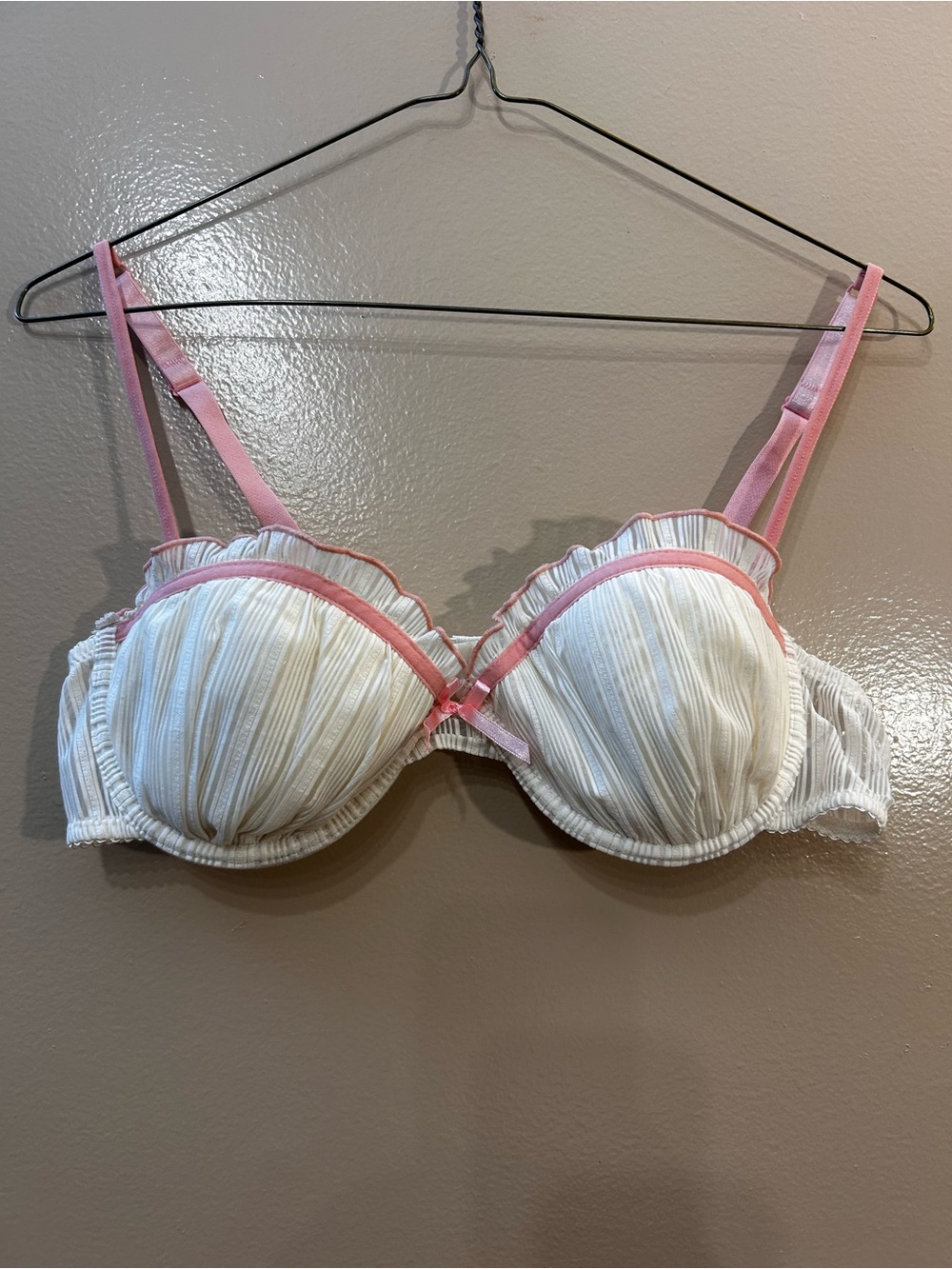 Charlotte Russe Light Yellow Bra with Pink Trim and Straps